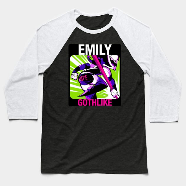 Emily GothLike Baseball T-Shirt by RebelTaxi